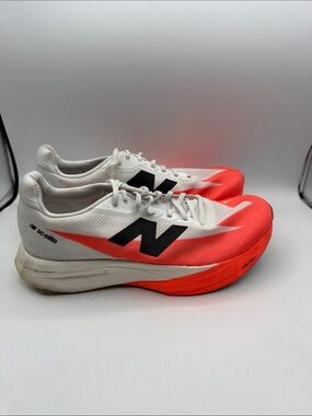 New Balance SC ELITE men’s 10 White & Neon Orange MUD RUN damage to soles S13